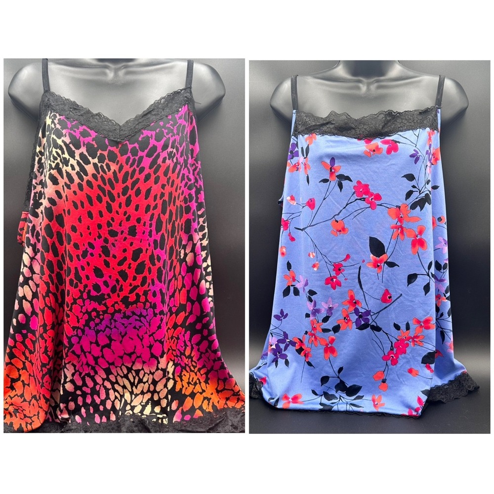 Fashion Bug 2X Camisole Top Floral Print & Animal Print Lace Trim‎